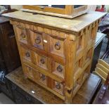 A small pine 3-drawer bedside chest, W60cm, H59cm