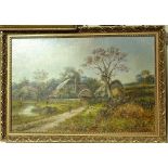 A Watts, oil on canvas, rural landscape, signed, 20" x 30", framed