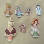 7 Vintage half-doll's, tallest 14cm