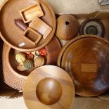 Decorative turned wood bowls, and 3 small boxes