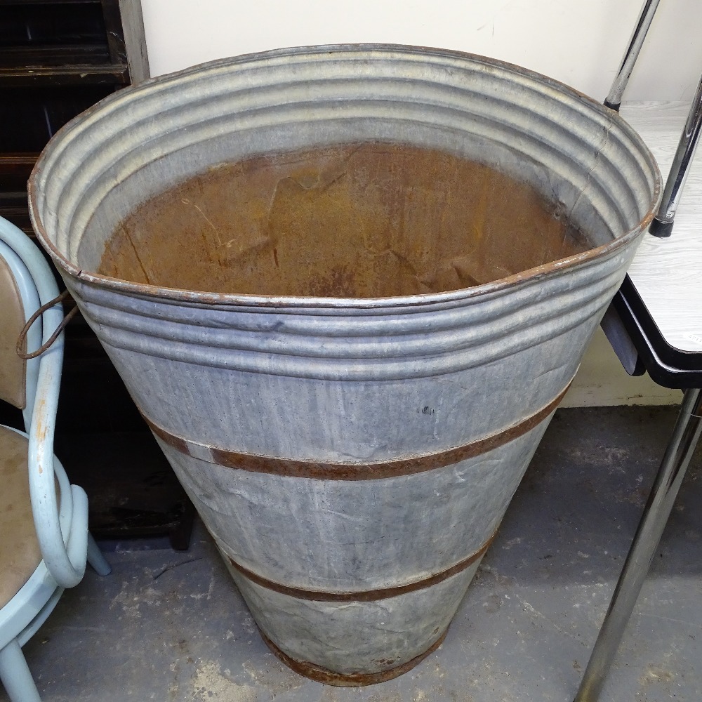A large galvanised metal grain bin, H89cm