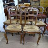A set of 5 French oak ladder-back rush-seated dining chairs