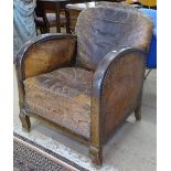 A Vintage studded-leather upholstered Club armchair