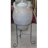 A 2-handled olive oil jar on stand, H74cm