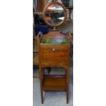 An Edwardian mahogany and banded shaving stand, and a stick-back chair