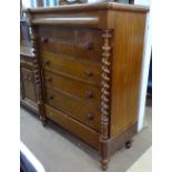 A large 19th century Scottish mahogany chest, having an ogee frieze drawer, with 8 further drawers