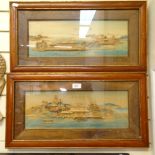 A pair of framed 3D Chinese cork pictures, length 60cm