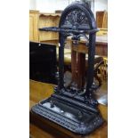 An Art Nouveau design painted cast-iron stick stand, H80cm