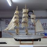 A 3-masted sailing ship model of The Marie-Ann, overall length 94cm, on stand