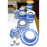 T G Green Cornishware flour jar, Cornishware and other striped ware items