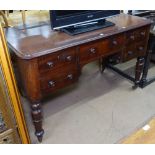 A 19th century mahogany knee-hole writing desk, with 5 short drawers, having Hobbs & Company stamped