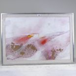 Martin Aynscomb-Harris, mixed media on board, abstract landscape, signed, 20" x 30", framed