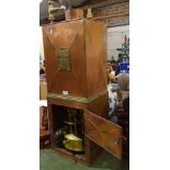 A 19thC French copper and brass water boiler, by Brevete of Paris, height 104cm overall