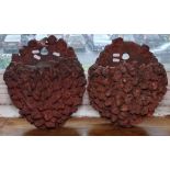 A pair of Antique terracotta Grotto wall pockets