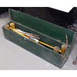 A Vintage croquet set for 4 people, in painted pine case