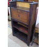 An Arts and Crafts oak and ebony inlaid student's bureau, W73cm, H124cm