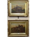 Pair of oils on canvas, village houses, 23cm x 33cm, framed