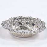 A small Victorian silver sweetmeat dish, relief embossed foliate border, by Fenton Brothers Ltd,