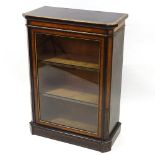 A Victorian ebonised pier cabinet, with maple banding and glazed door, width 2'3", height 3'3"