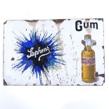 An original enamel advertising sign for Stephens Gum, with pictorial design, 39cm x 60cm Large