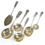 Various Finnish silver flatware, including serving spoons and slice, gilt bowls, 5.5oz total All