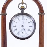 A 19th century French silver-cased open-face top-wind pocket watch, white enamel dial with Roman