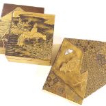 2 similar Japanese gilded and lacquered boxes, Meiji Period, comprising a kite-shaped box with inset