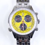 OCEANAUT - a stainless steel Aviador quartz wristwatch, yellow dial with eccentric Arabic