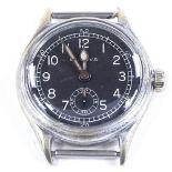 BULOVA - a Second War Period stainless steel US Military mechanical wristwatch head, black dial with