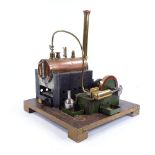 A scratch-built live steam powered stationary engine, circa 1900- 1920, on original painted wood