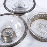 A pair of good quality French silver-mounted cut-glass tazza, and similar cut-glass bowl in stand,