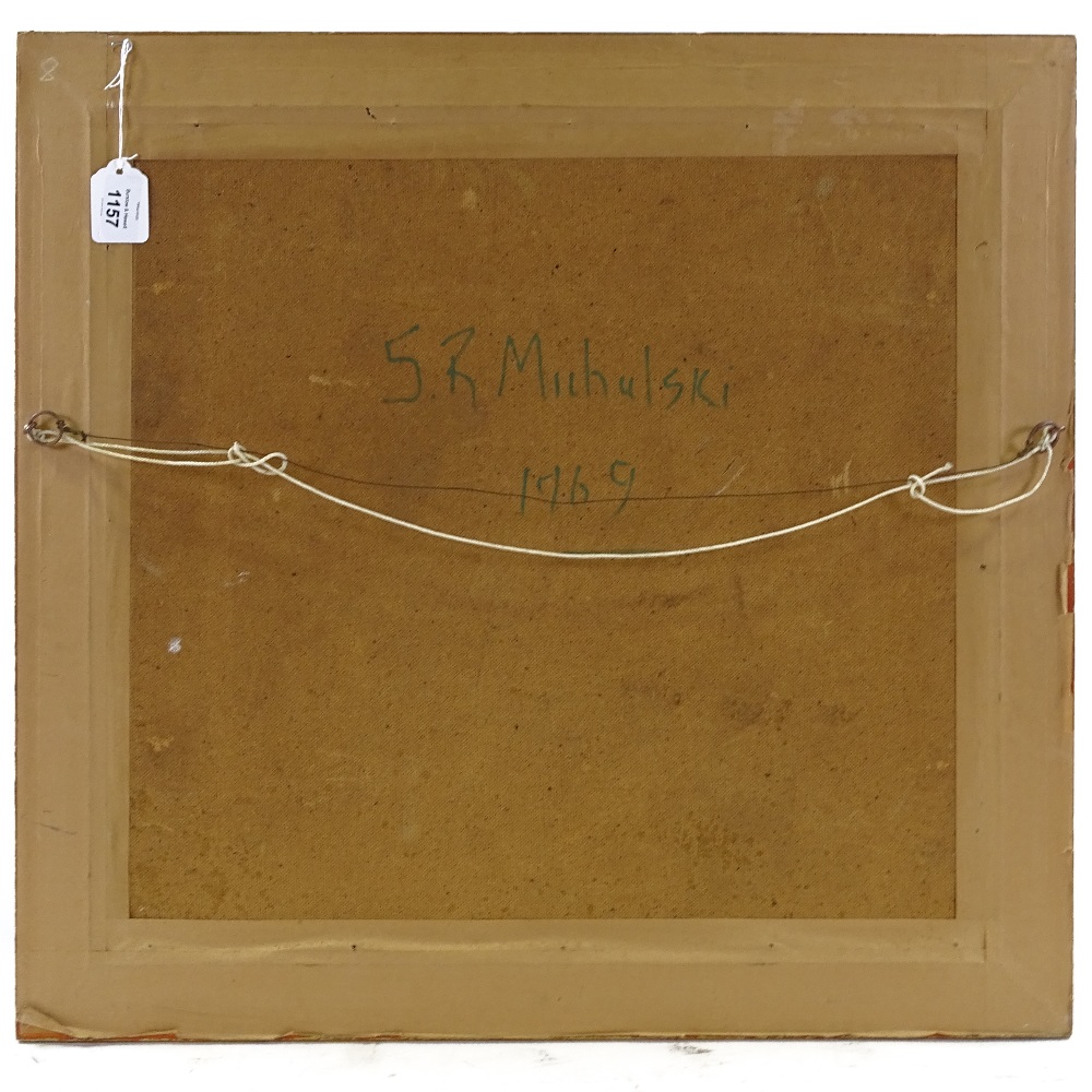 S Michalski, oil on board, garden scene 1969, signed, 19" x 20", framed Very good condition - Image 4 of 4