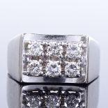 A 14ct white gold 6-stone diamond dress ring, total diamond content approx 0.5ct, setting height 9.