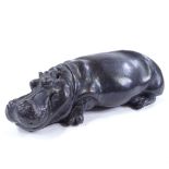 Rosalie Johnson, cold cast bronze, Sleeping Hippo, limited edition no. 90/150, signed, length