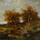 Francois Visconti, 19th century oil on wood panel, wooded landscape, signed and dated 1873, 21" x