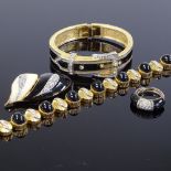 A 1980s costume jewellery demi-parure, comprising D'Orlan brooch, bangle, necklace and ring,