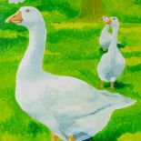 Clive Fredriksson, oil on board, geese, 28" x 21", framed