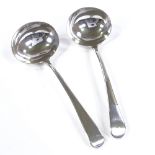 A pair of George III Old English pattern silver sauce ladles, by William Eley and William Fearn,