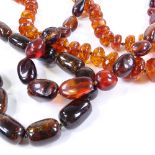 3 various amber bead necklaces, 380g total (3) All in good overall condition with a few small