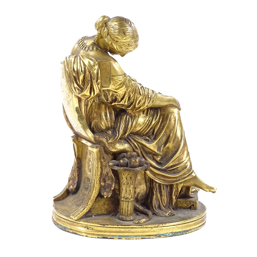 Pierre Jules Cavelier (1814 - 1894), gilt-bronze figure, Penelope, height 25cm Perfect condition, no - Image 2 of 3