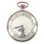 BUREN - an Art Deco 9ct gold Grand Prix open-face top-wind pocket watch, silvered dial with Arabic