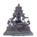 A Chinese patinated bronze deity, height 21cm Perfect condition