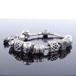 A Pandora silver charm bracelet, 13 charms, bracelet length 18cm, 62.8g Very good original