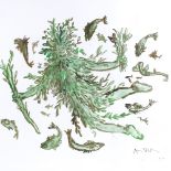 Sir Quentin Blake, original watercolour, The Green Man, signed, created for The Life Underwater