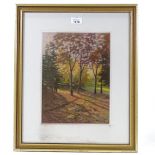 Jean Paul Savigny (1933 - 2001), coloured pastels, woodland scene, signed, 12" x 9", framed Very