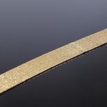 A 1960s 9ct gold brick-link bracelet, textured settings, maker's marks RCK, hallmarks London 1966,