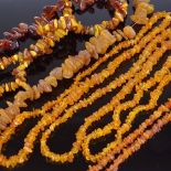 6 various strands of amber beads, 450g total (6) All strands generally in fair overall condition
