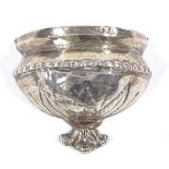 An early 19th century Italian silver miniature holy water stoup/font, relief embossed and engraved