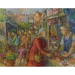 Ruth Collet, oil on canvas, Continental market, signed and dated 1986, 21" x 30", framed Very good