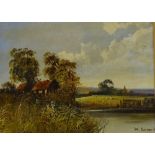 W Lewis, pair of oils on canvas, rural scenes, signed, 10" x 14", original frames Very good original